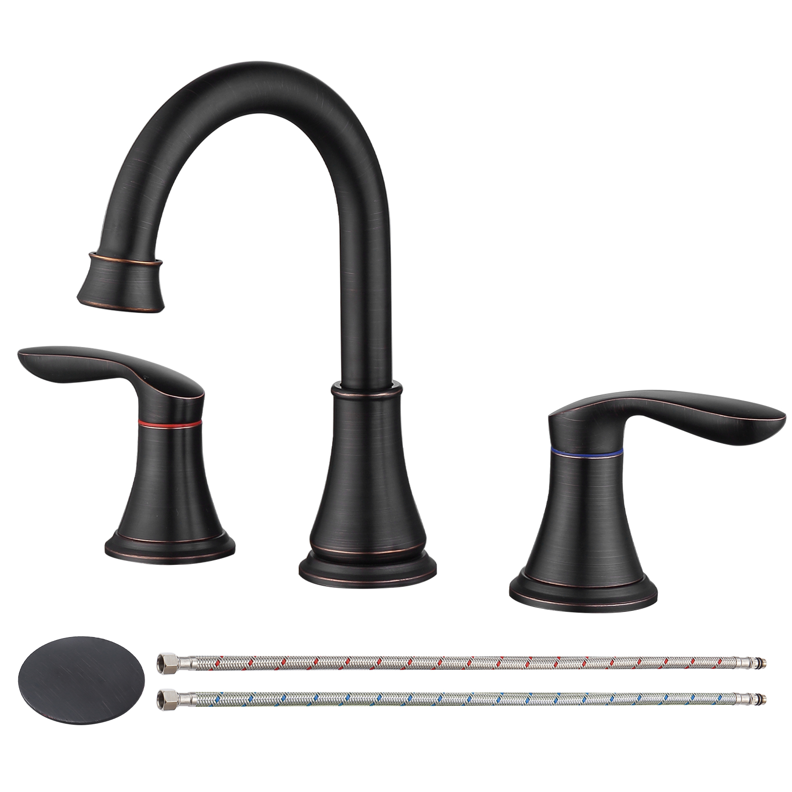 2-Handle 8 inch Widespread Bathroom Sink Faucet ‎Oil-Rubbed Bronze Lavatory Faucet 3 Hole 360° Swivel Spout Vanity Sink Basin Faucets[Unable ship on weekends, TK/TEMU only for pickup, only TX10643 warehouse supports GOFO]